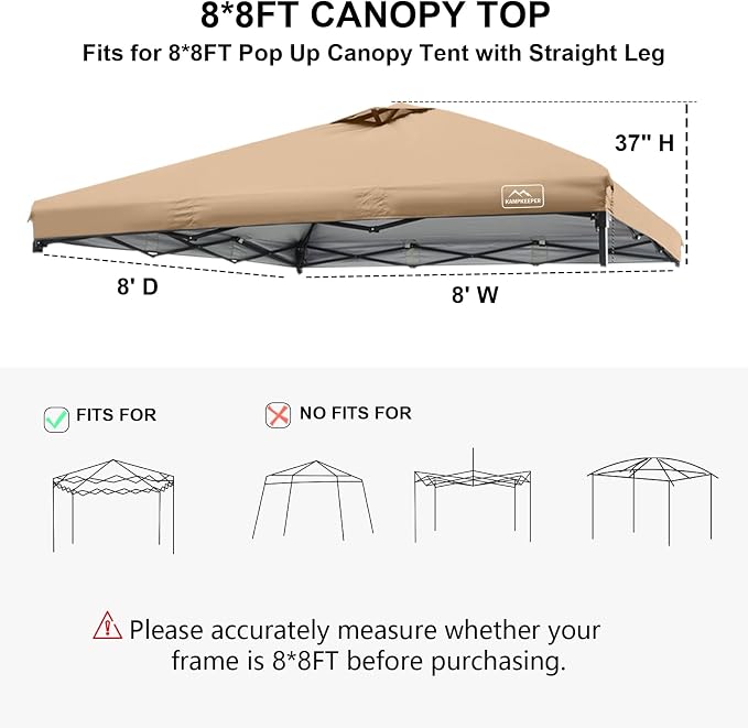 KAMPKEEPER Replacement Top Pop Up Canopy Tent Cover Roof - Image 2