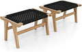Tangkula Teak Ottoman Footstool, Natural Teak Wood Foot Rest by TANGKULA