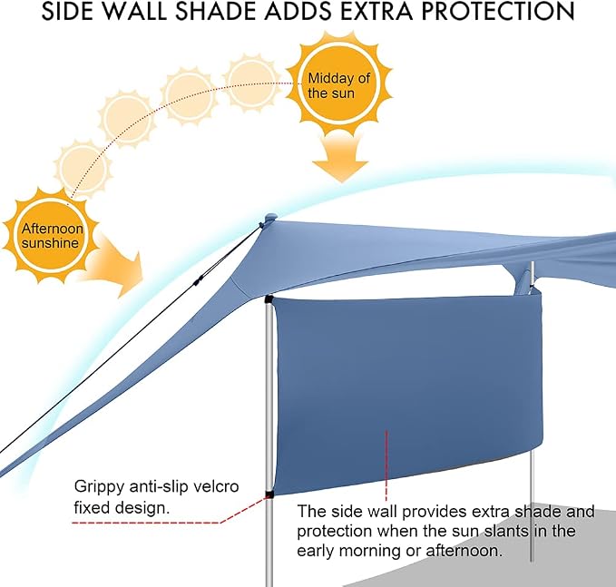 Beach Canopy Tent Shade with Sidewalls 10x10FT, 6.6FT Tall, UPF50+ Sun Shelter - Image 2