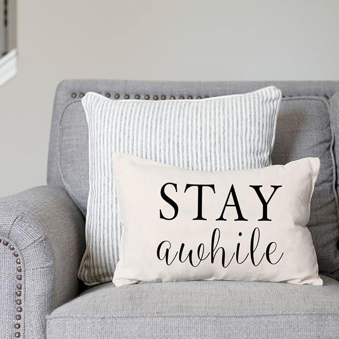 PANDICORN Welcome to Our Porch Stay Awhile Farmhouse Throw Pillow Covers 12x20 - Image 7