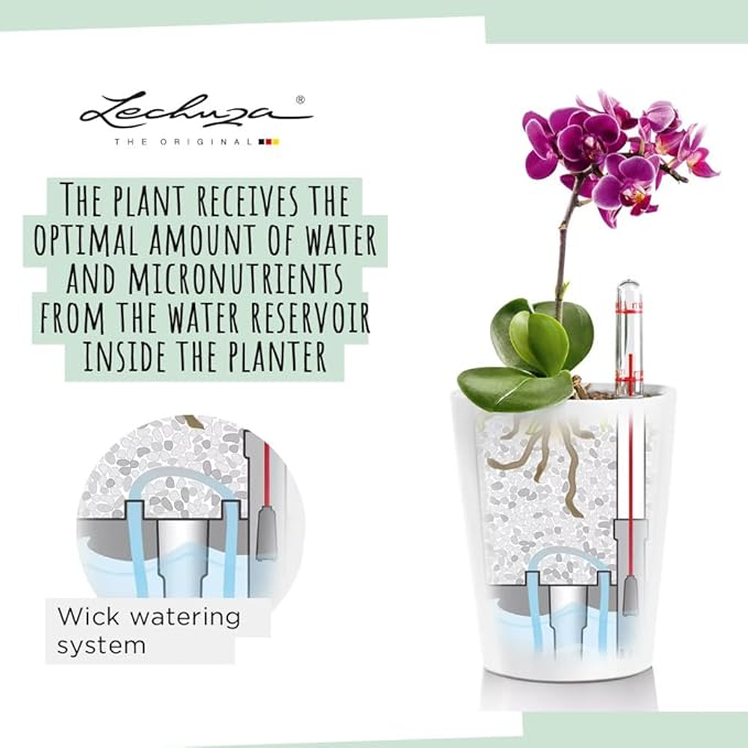 Lechuza MINI-DELTINI Shiny Taupe High Gloss, Self-Watering Small Indoor Planter - Image 2