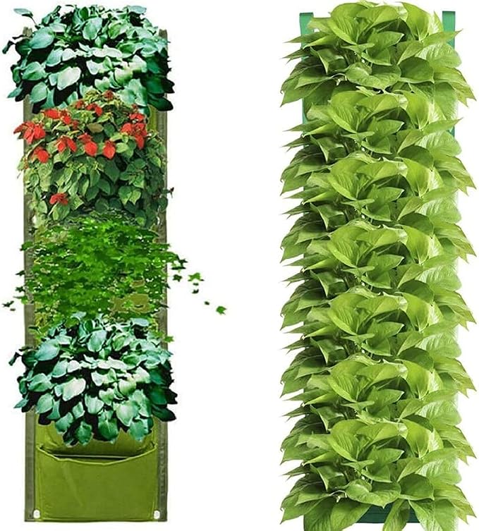 LITLANDSTAR Hanging Planter Bags, 2 Pack 7 Pocket Hanging Vertical Wall Planter - Image 5