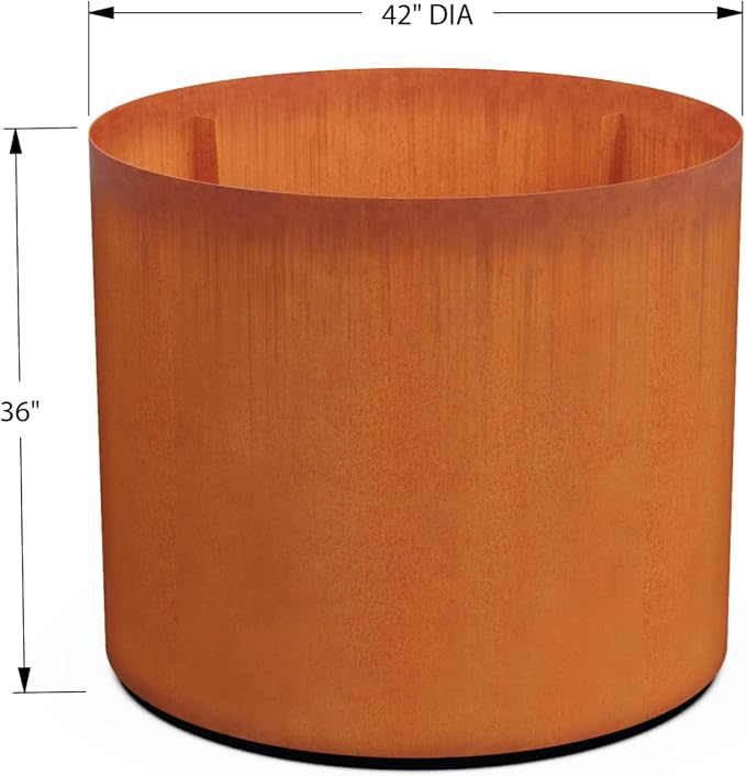 PLANTERCRAFT Corten Steel Metal Planter Box, Round Sizes, Modern Garden Steel - Image 5
