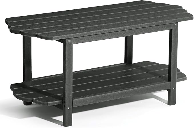 Adirondack Outdoor Patio Table-2 Tier Outside Table Irregular Grey Coffee Table - Image 8
