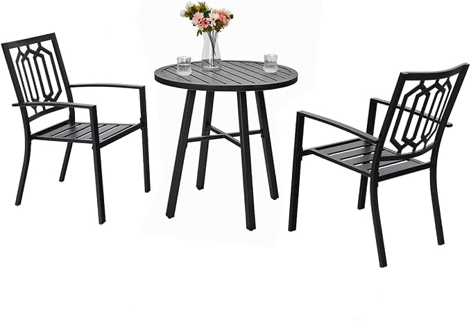 PHI VILLA Metal Outdoor Patio Bistro Set 3 Piece Dining Furniture by PHIVILLAThepioneerofcomfortablehouseholdsupplies