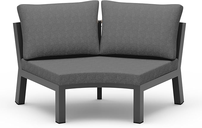 Outdoor Patio Sectional Modular Sofa, Aluminum 1 Piece Curved Patio Couch by Oasbira