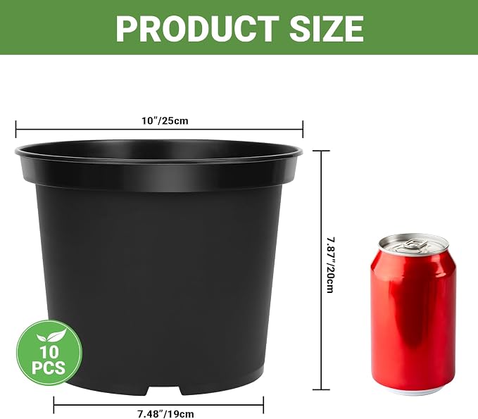 GREANER Plant Nursery Pots, 10 Inch Round Sturdy Garden Pots - Image 2