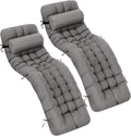 Tudomro 2 Pcs Dark Gray 66'' Outdoor Chaise Lounge Cushion Waterproof Patio by Tudomro