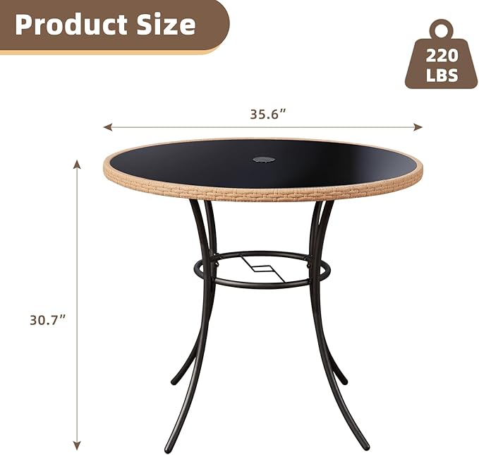AVAWING 35.6-Inch Round Outdoor Dining Table - Image 2
