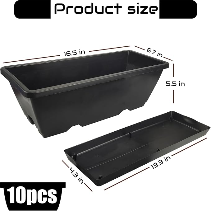 QPEY Window Box Planter, 10 Pack 17 Inch Plastic Flower Box - Image 2
