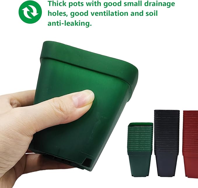 Square Plastic Nursery Pot 3" 120 Pcs Deep Succulent Pots Small Flower Planter - Image 5