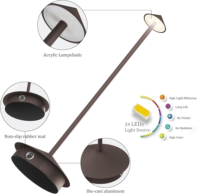 2-Pack 6000mAh Rechargeable Led Table Lamp Cordless, 3000K-6000K Stepless - Image 6