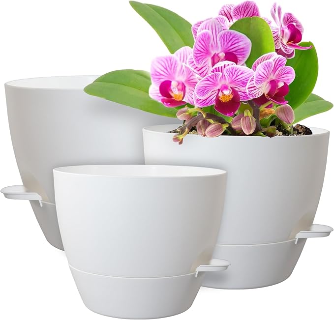 12/10/9 inch Large Self Watering Pots, Plant Pots by WSMKSZ