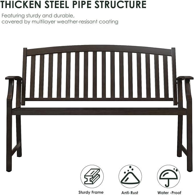 Grand patio 52" Farmhouse Outdoor Bench, Garden Benches - Image 7