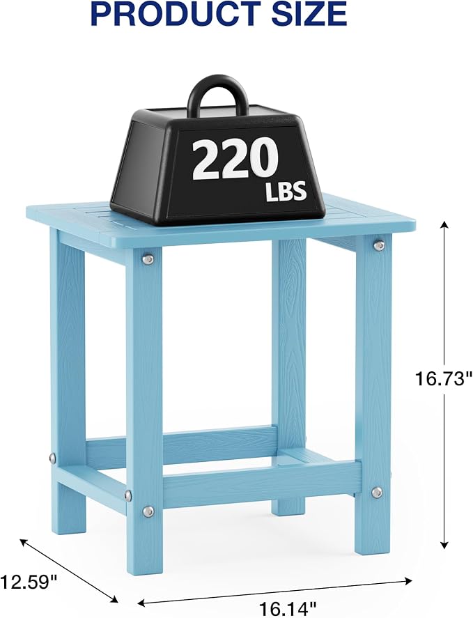 YEFU Outdoor Side Table for Patio: 16" HIPS Weather - Image 3