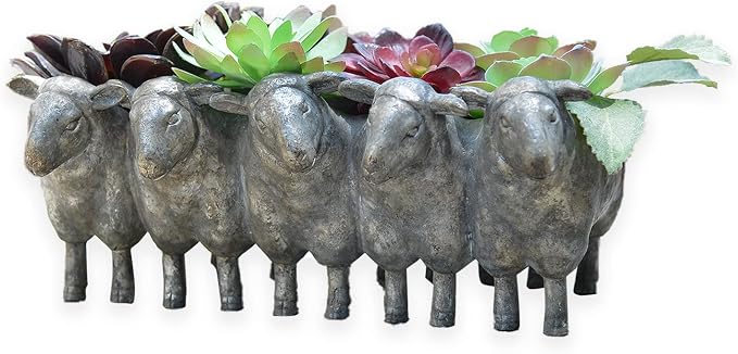 Newman House Studio Resin Sheep Planter Succulent Pot - Image 2