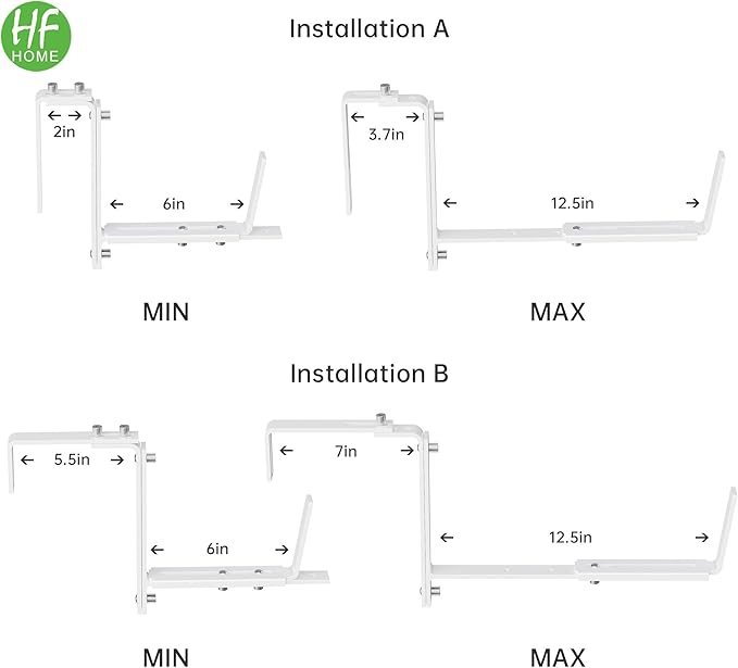 HFHOME Set of 4 Adjustable Window Planter Box Brackets, Planter Shelving - Image 2