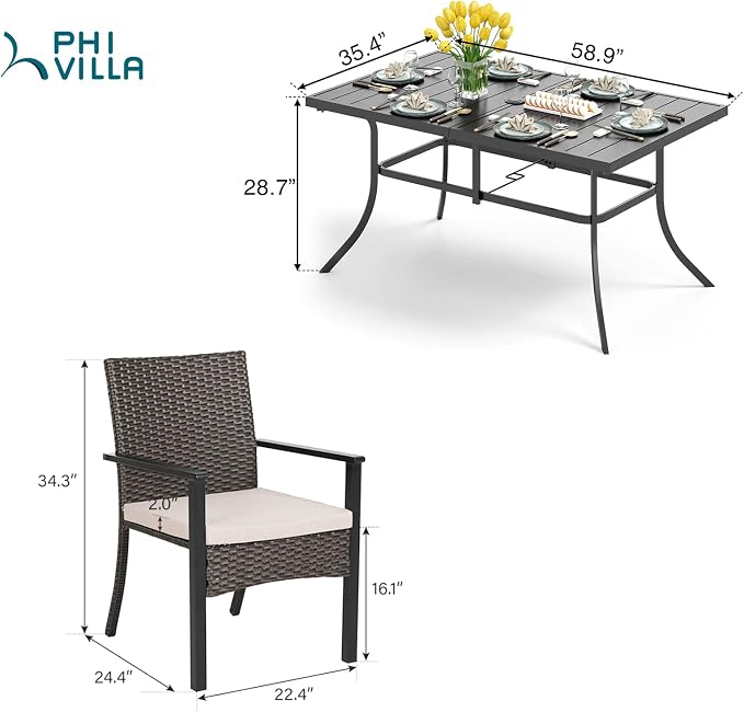 PHI VILLA 7 Piece Patio Dining Set - Image 5