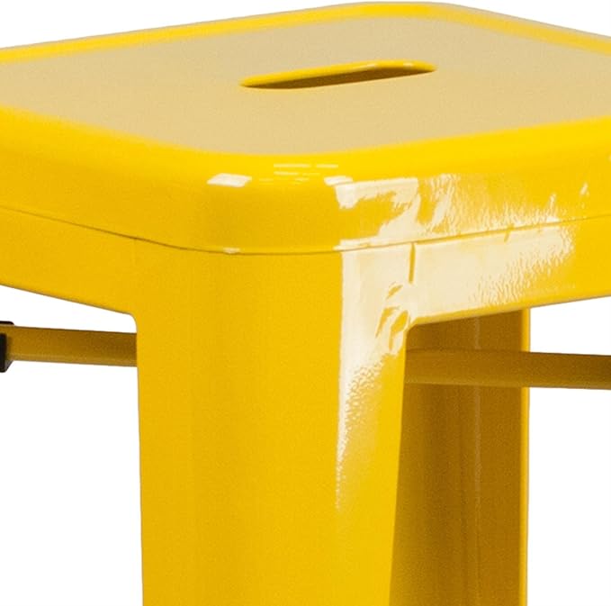 Flash Furniture Commercial Grade 30" High Backless Yellow Metal Indoor-Outdoor - Image 4