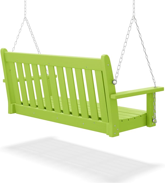 COSTAELM Paradise Outdoor Patio HDPE Hanging Front Porch Swing Bench - Image 4
