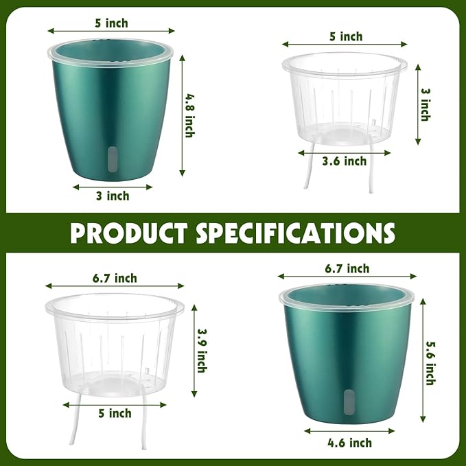 Self-Watering Pots for Indoor Plants, Small African Violet Pots - Image 4