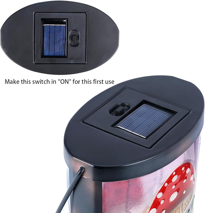 Hanging Solar Lantern Outdoor Waterproof Mushroom Solar Lights Glass Tabletop - Image 7