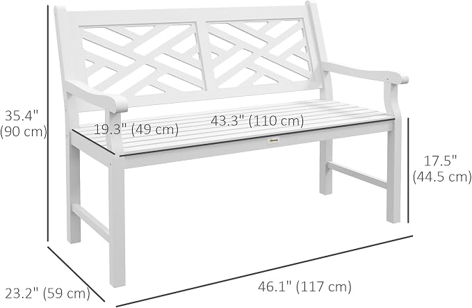 Outsunny Outdoor Garden Bench, Wooden Frame Patio Bench - Image 3
