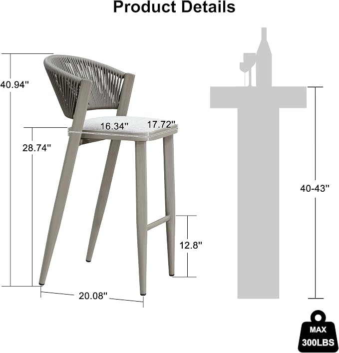 PURPLE LEAF Set of 2 Bar Stools Outdoor Barstools - Image 3