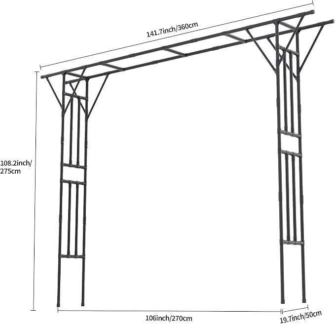 Flat Top Garden Arch Trellis 11FT x 9FT, Super Large Arbor Trellis - Image 3