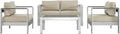 Modway Shore 4-Piece Aluminum Outdoor Patio Furniture Set in Silver Beige by Modway