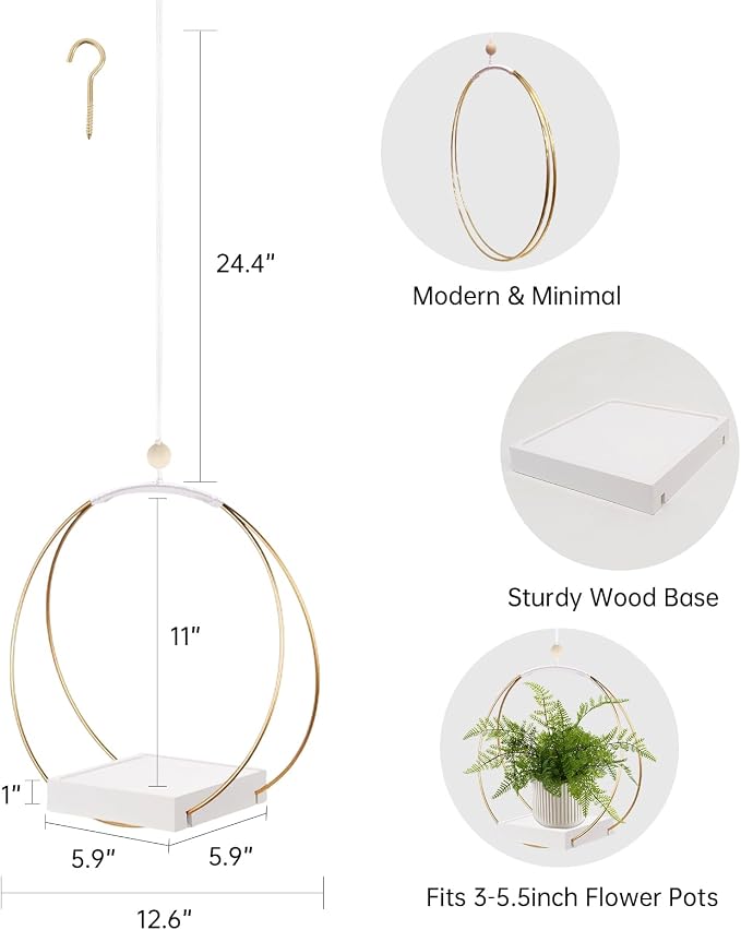 2 Pack Hanging Planter Holder for Indoor Plants, Plant Hanger - Image 4