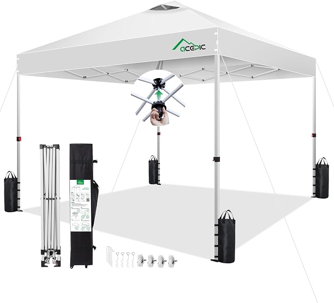 10x10 Pop Up Canopy Tent, One Push Instant Outdoor Gazebo by ACEPICOutdoor