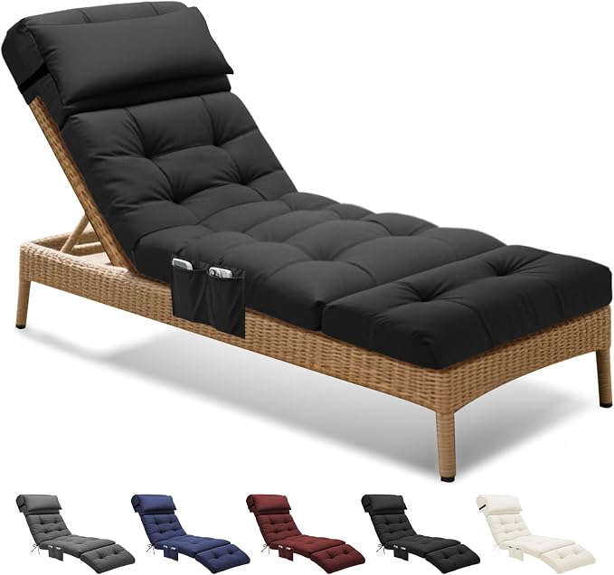 Outdoor Chaise Lounge Chair Cushion Waterproof 74.4 x 22 x 4.7 Inches Lounge by Unknown