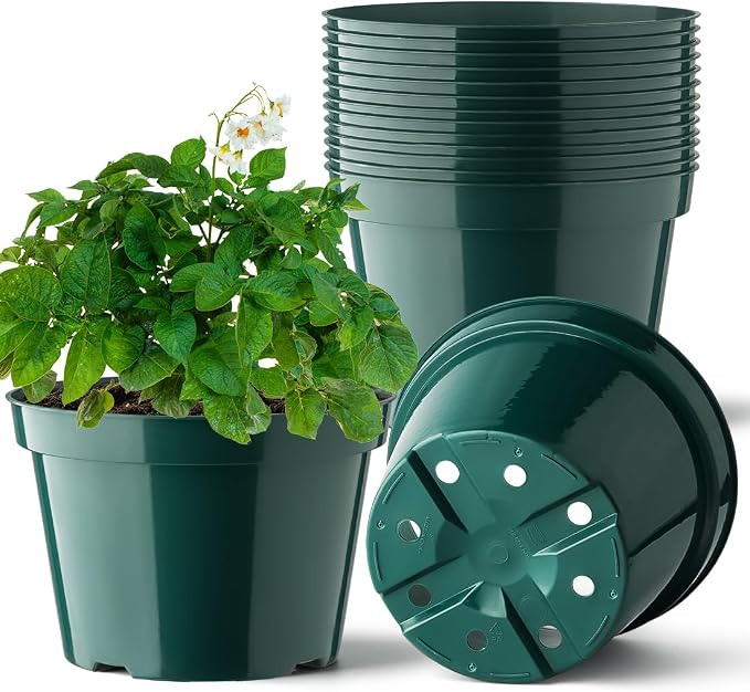 BTPLASTIK 8 Inch Plastic Plant Pots, 15 Pack Sturdy Nursery Pots by BTPLASTIK