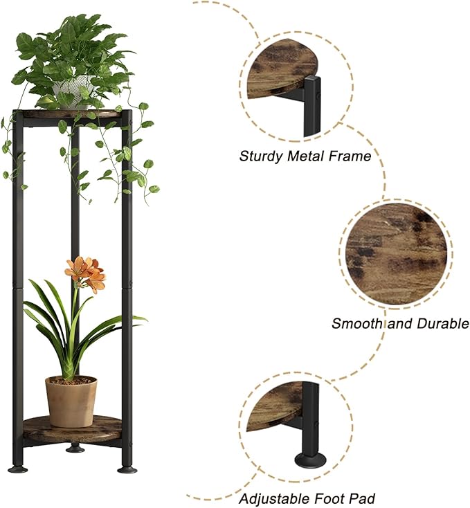 Plant Stand Indoor Corner Tall 2 Tier Metal Modern Flower Storage Plant Shelf - Image 5