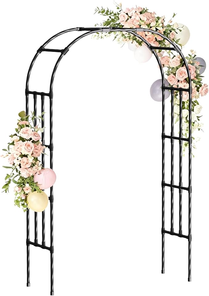 Garden Arch Trellis, 4.9x8.5FT Metal Garden Arbor by PlusYard