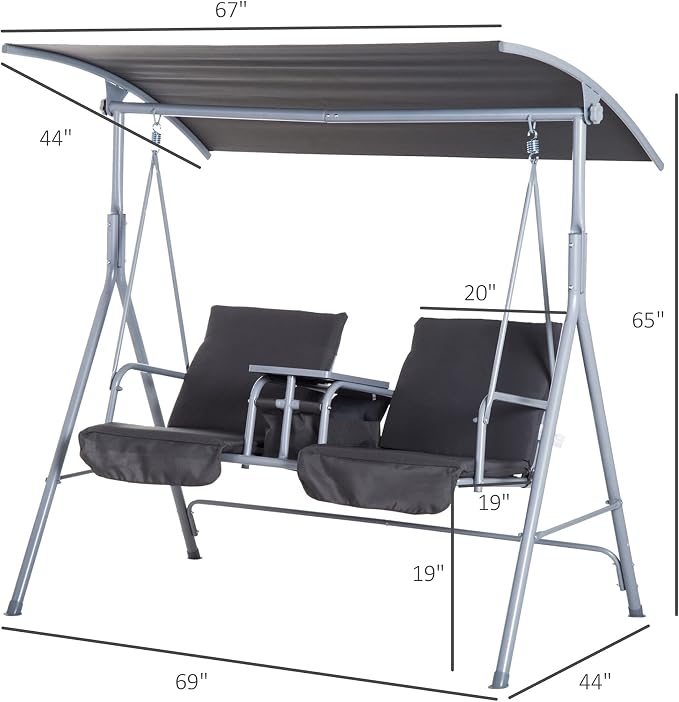 Outsunny 2 Person Porch Swing - Image 7