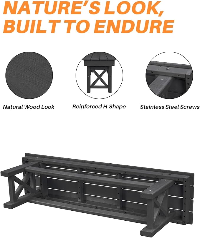 HDPE Outdoor Bench, Poly Lumber Adirondack Benches, Fade-Resistant HDPE Garden - Image 7