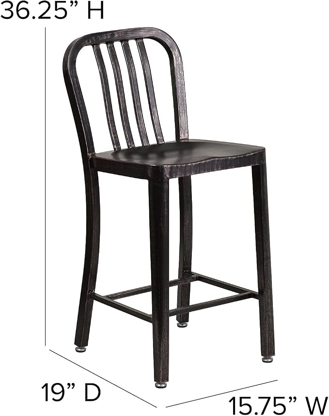 Flash Furniture Commercial Grade 24" High Black-Antique Gold Metal - Image 3