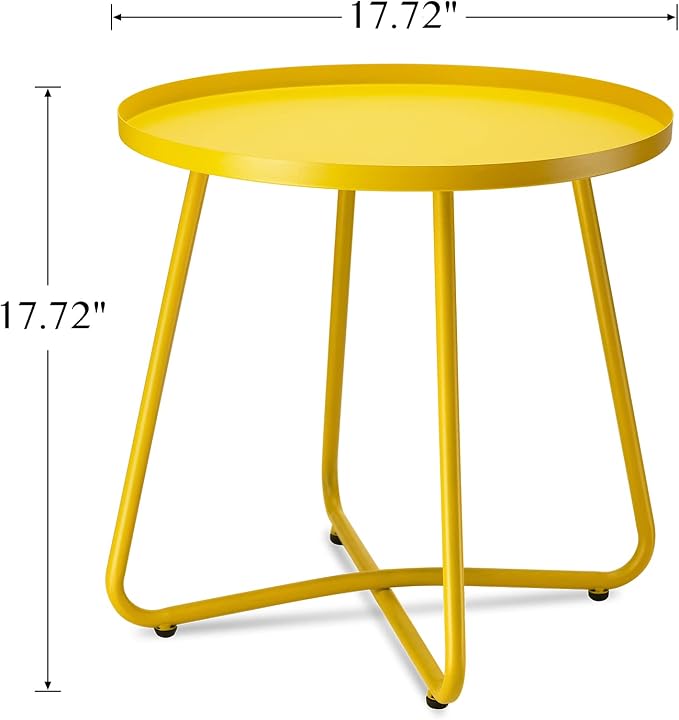 danpinera Outdoor Side Tables, Weather Resistant Steel Patio Side Table - Image 3