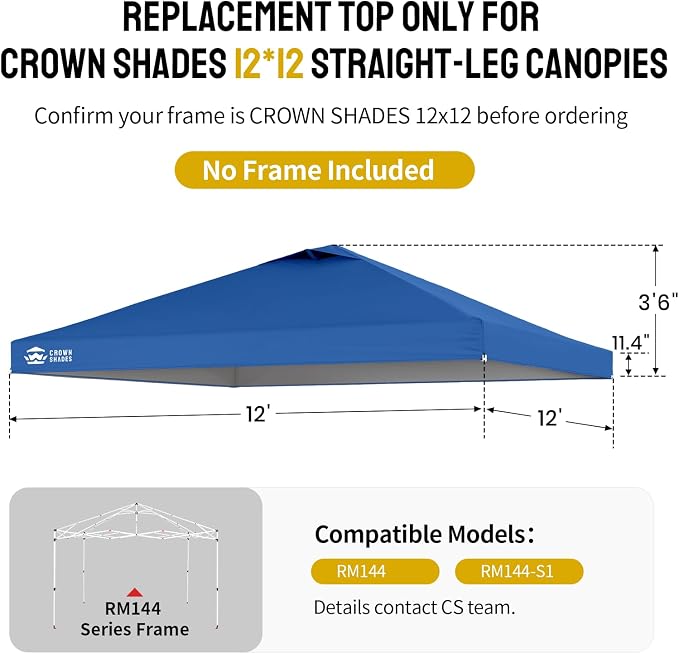 CROWN SHADES 12x12 Canopy Replacement Top - Image 3