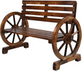 Outvita Wooden Garden Bench, Outdoor Rustic Wagon Wheel Bench by Outvita