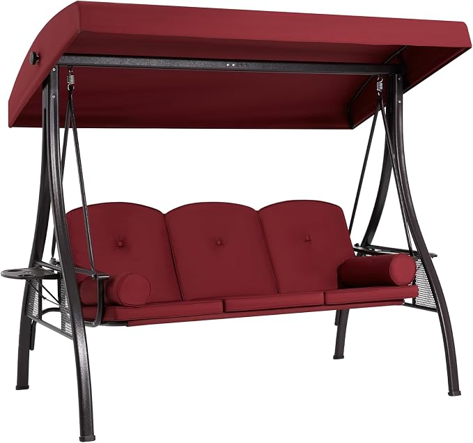 HOMREST 3 Seat Outdoor Porch Swing by HOMREST