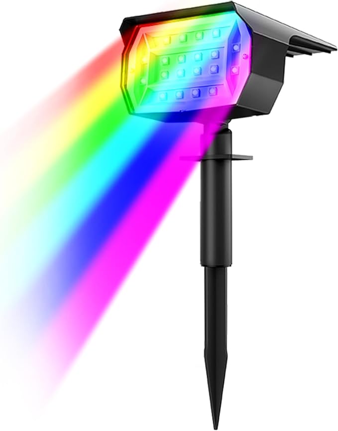 nipify 1 Pack Solar Spot Lights Outdoor Color Changing, 7 Modes Halloween RGB by Nipify