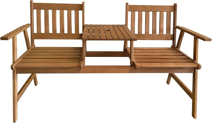 FDW Outdoor Patio Bench Wood Garden Bench Park Bench Acacia Wood by FDW