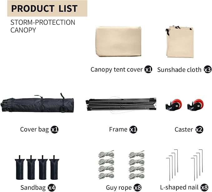 10x10 Pop up Canopy Tent with Sidewalls, Heavy Duty Waterproof Sun Shade Canopy - Image 8
