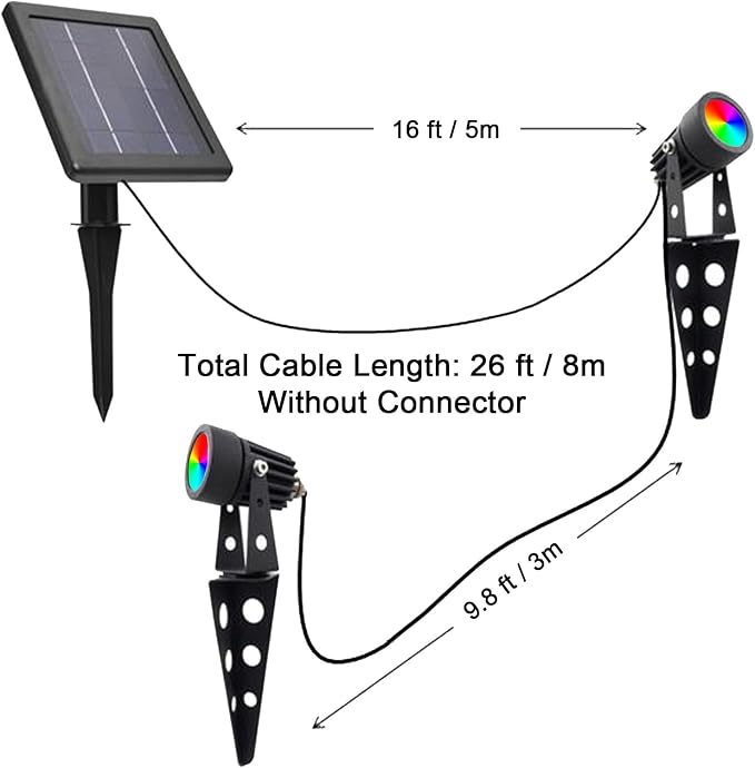 Mini 50X Twin Solar Spot Lights Outdoor Multi Color Changing RGB LED Spotlight - Image 3