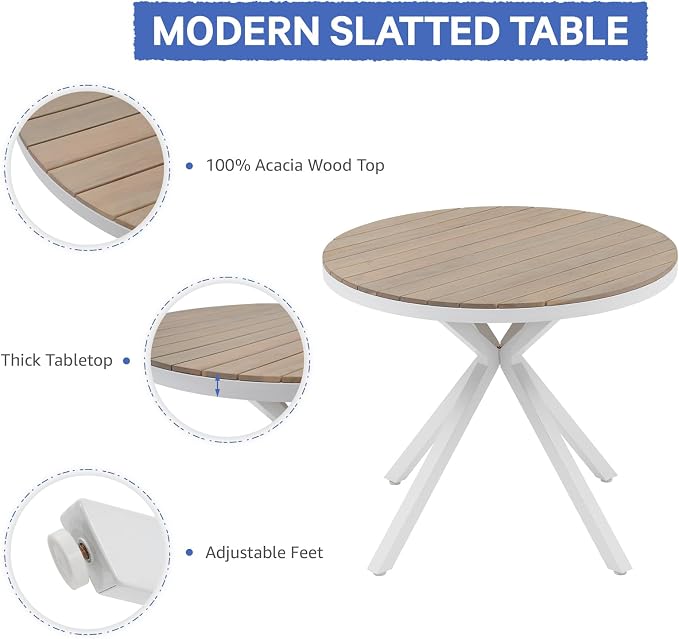 SUNSITT 5 Piece Outdoor Dining Set, Metal Patio Furniture Dining Set - Image 7