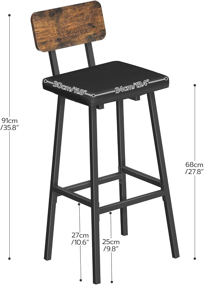 HOOBRO Black Bar Stools, Kitchen Breakfast Stools - Image 6