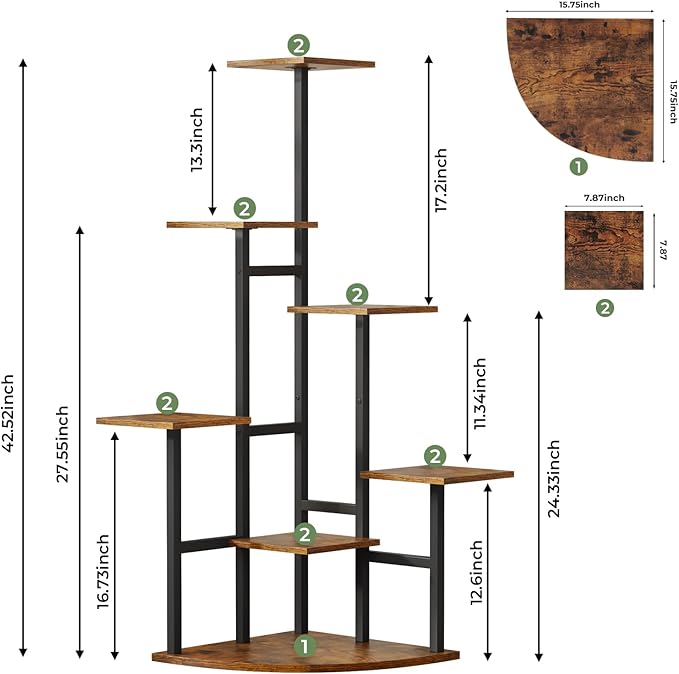 Corner Plant Stand Indoor with Grow Lights, 7 Tiered Plant Shelf Indoor - Image 7